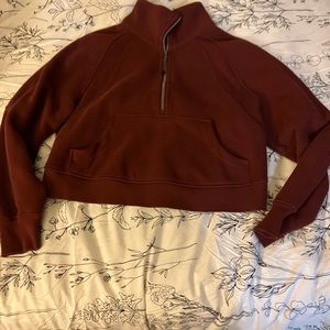 Lululemon burgundy oversized funnel neck half zip up